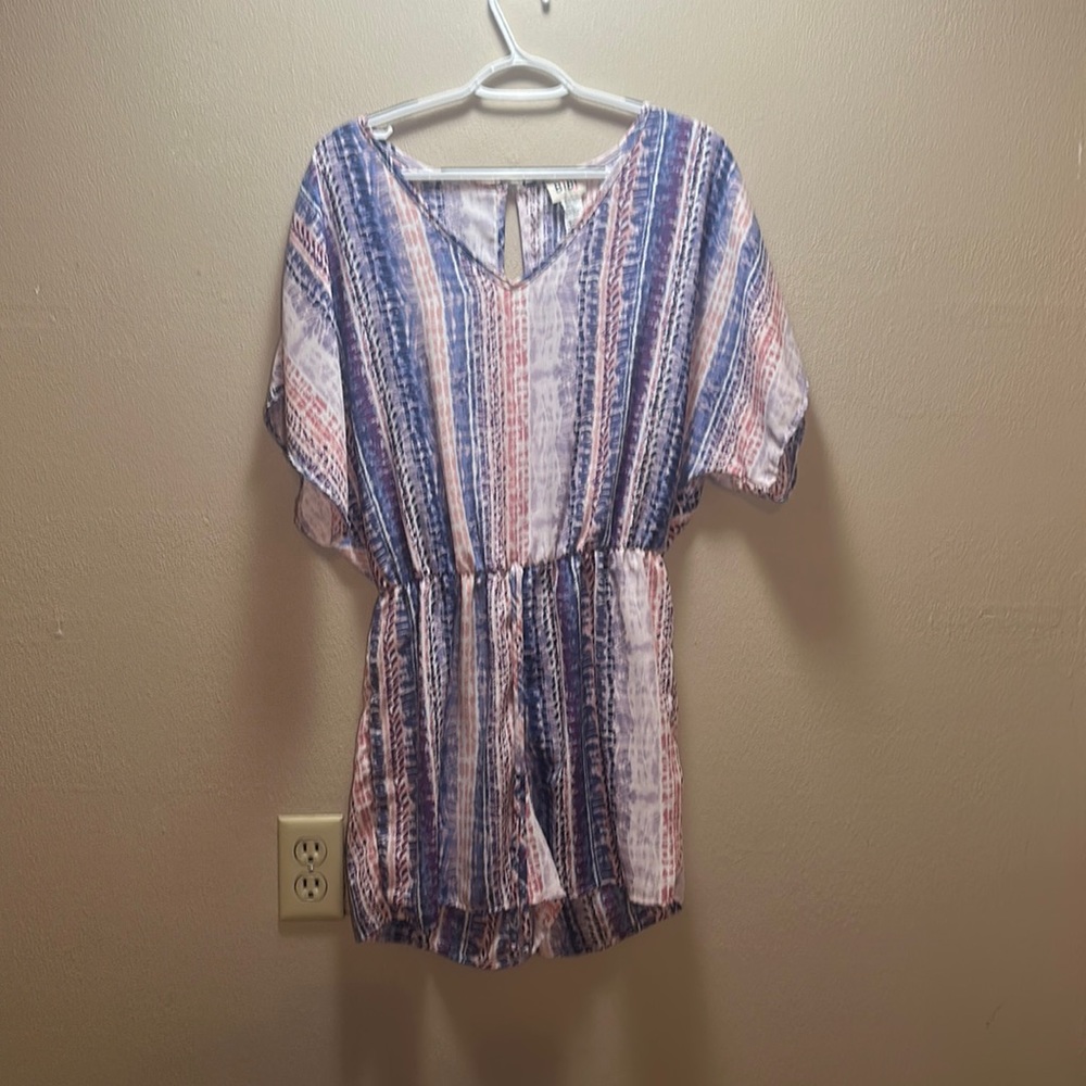 Pink, purple, white Romper NWOT